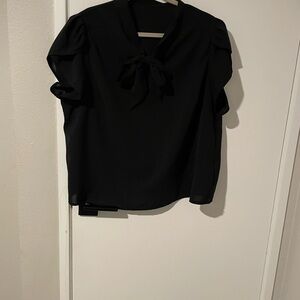 SHEIN Black Blouse with Bow Detail